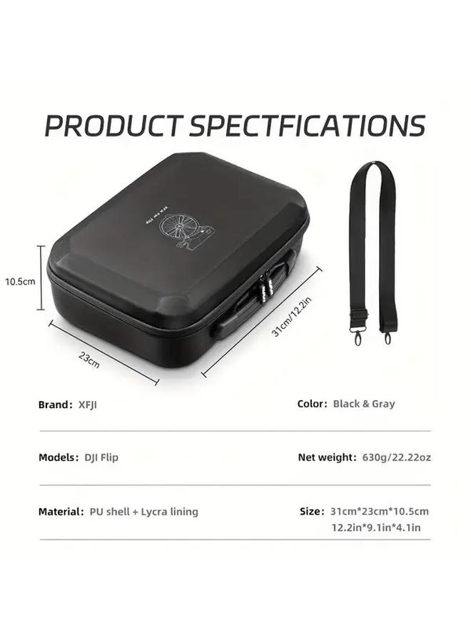 XFJI Flip Storage Bag For DJI Portable Hard Shell Protective Case Black - Image 2